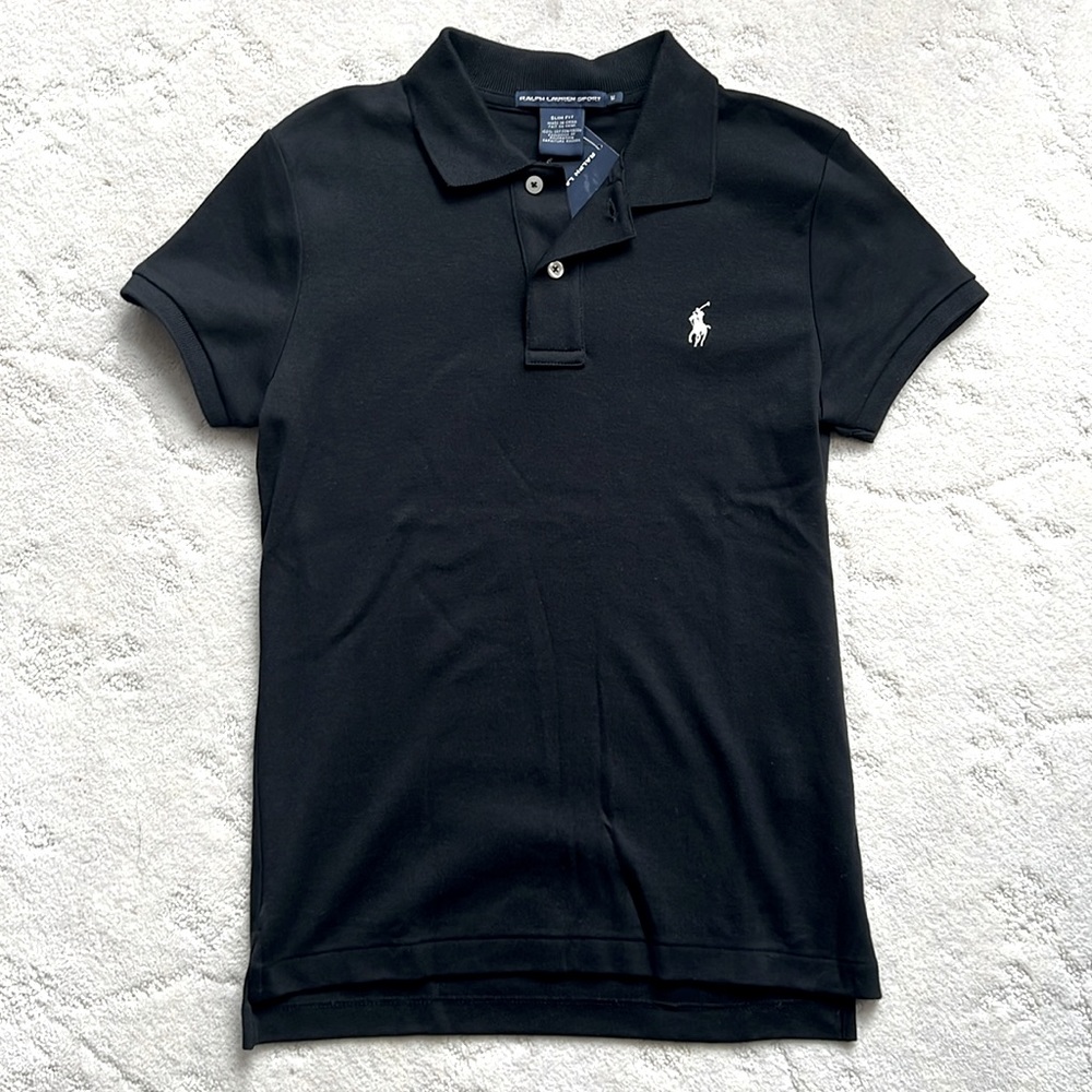 NWT Black Ralph Lauren “Polo” Short Sleeve Shirt w/WHITE Embroidered Pony Logo